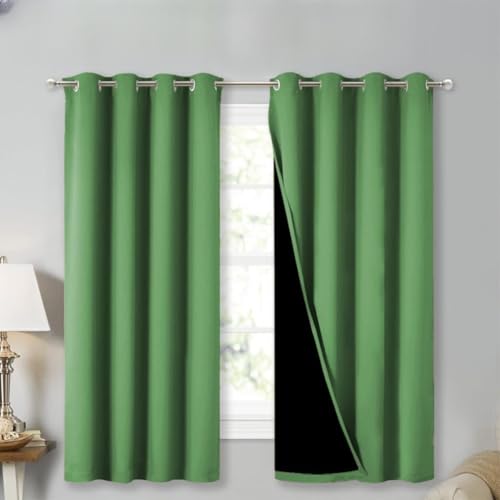 100% Blackout Curtains 45 inches Long (Forest Green / 52"W x 45"L (Pack of 2))