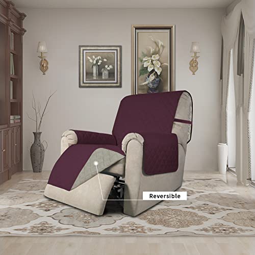 Reversible Couch Cover (Wine/Beige / Medium Recliner)