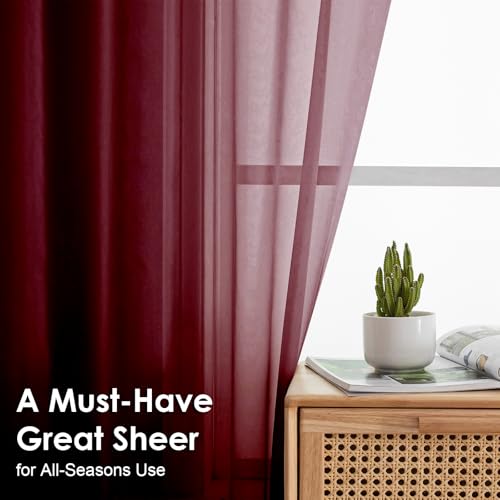 Burgundy Sheer Curtains (Burgundy / 42"W x 96"L (Pack of 2))