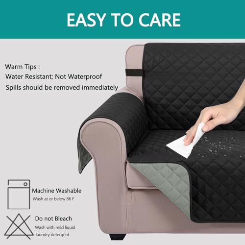 Loveseat Sofa Cover for 2 Cushion Couch (Black/Grey / 54"loveseat-medium)
