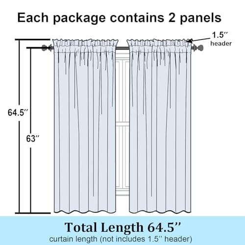 Hunter Green Sheer Curtains 63 Inch Length 2 Panels (Hunter Green / 42"W x 63"L (Pack of 2))