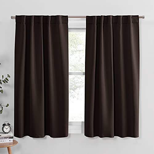 Short Length Curtains for Kitchen (Brown / 34"W x 45"L (Pack of 2))