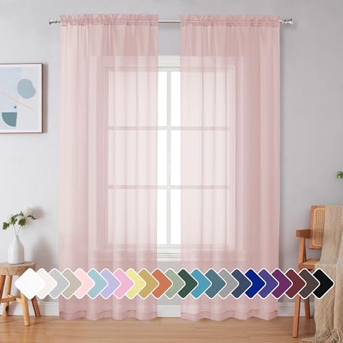 Blush Sheer Curtains 84 Inches Long (Blush / 42"W x 84"L (Pack of 2))