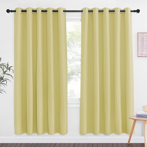 Paler Yellow Blackout Curtains for Bedroom 72 Inches Long (Paler Yellow / 66"W x 72"L (Pack of 1))