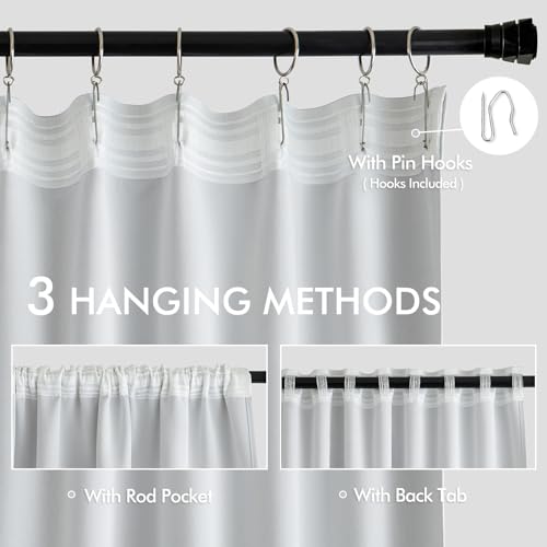Greyish White Back Tab Blackout Curtains 52x63 Inches Long 2 Panels (Greyish White / 52"W x 63"L (Pack of 2))
