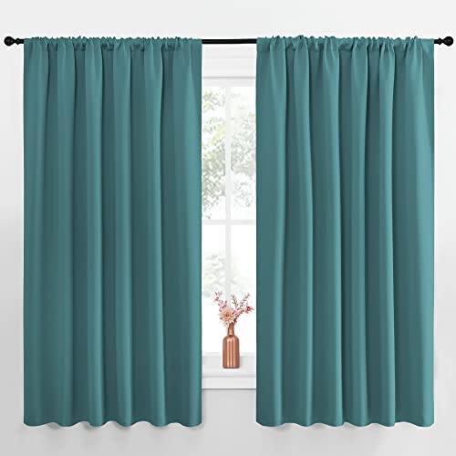 Blackout Curtains for Bedroom (Sea Teal / 70"W x 63"L (Pack of 2))