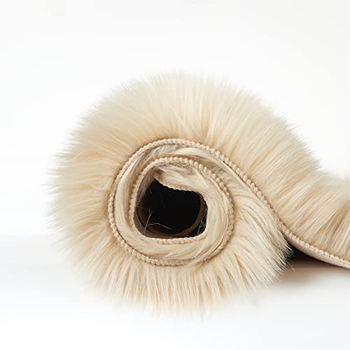 Ultra Soft Fluffy Shaggy Area Rug Faux Fur Rug Chair Cover Seat Pad Fuzzy Area Rug for Bedroom Floor Sofa Living Room (Beige / 4' x 6' (Rectangular))