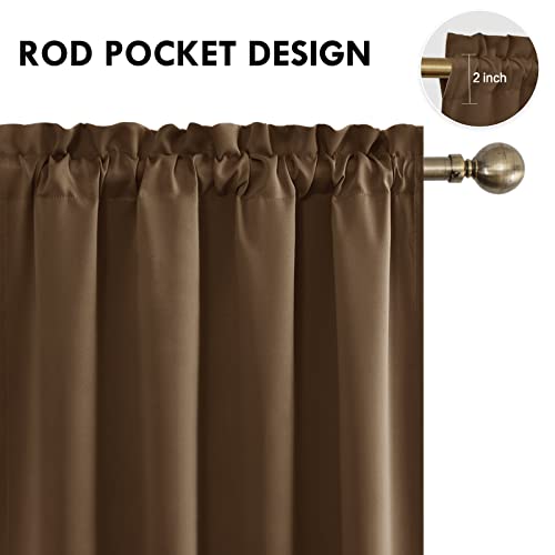 Blackout Curtains for Bedroom Living Room 52 x 63 Inch Long Brown (Brown / 52"W x 63"L (Pack of 2))