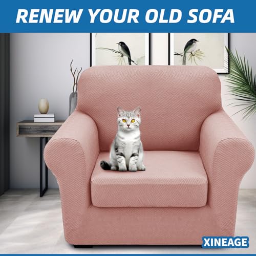 2 Piece Stretch Armchair Sofa Cover (31"-46"(1 Cushion) / Dusty Pink)
