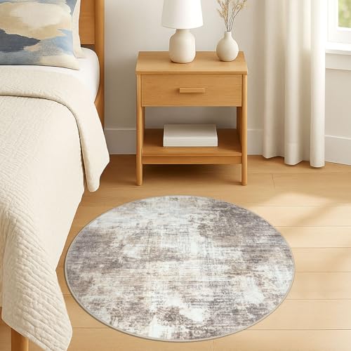 Round Area Rug 3 Ft Circle Entryway Rugs Round Washable Door Mat Indoor Entrance (Gold/Yellow/Brown/Beige/White / 3' x 3' (Rectangular))