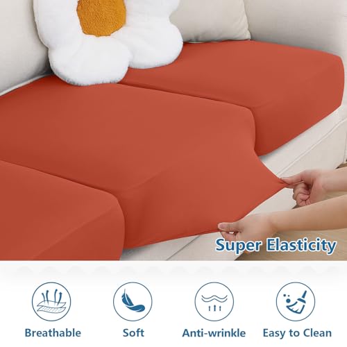 Milk Silk Couch Cushion Covers (Rust / Seat Cover 2 Pack)