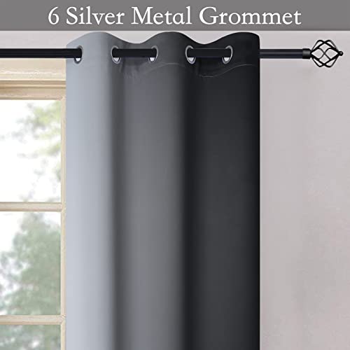Ombre Black to Grey White Curtains for Living Room 42Wx84L (42"W x 84"L (Pack of 2) / Black)