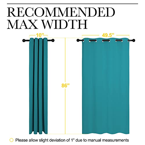 Room Darkening Curtains 86 inch Length 2 Panels (Peacock Teal / 55"W x 86"L (Pack of 2))