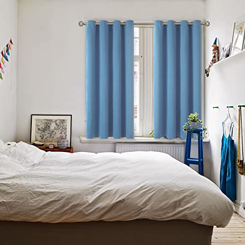 Denim Blue Blackout Curtains for Bedroom 54 Inch Long (Faded Denim / 52"W x 54"L (Pack of 2))