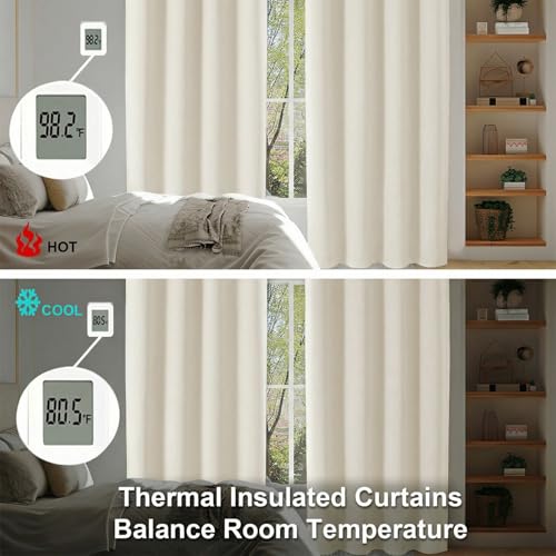 Ava Light Beige Light Filtering Curtains for Bedroom 84 Inch Length 2 Panels Set (Light Beige / 40"W x 84"L (Pack of 2))
