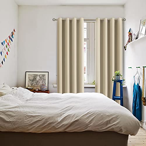 Beige Room Darkening Curtains 72 Inch for Bedroom (Beige / 46"W x 72"L (Pack of 2))