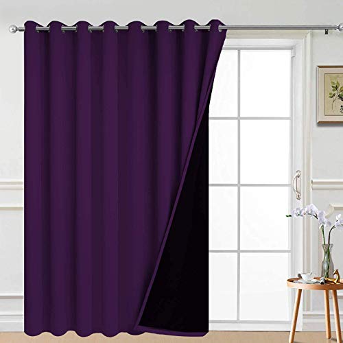 Purple 100% Blackout Patio Door Curtain Panels W100 x L84 (100"W x 84"L (Pack of 1) / Purple)