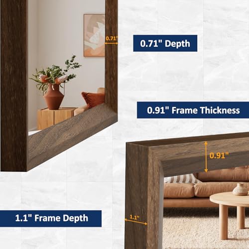 Walnut Bathroom Mirror 28X36 Inch Rectangle (Walnut / 36"L x 28"W)