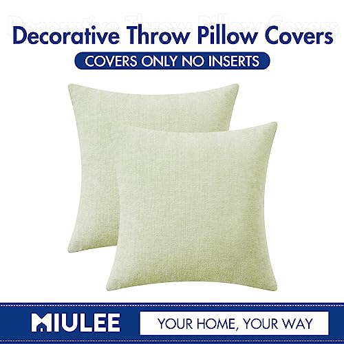 Soft Chenille Throw Pillow Covers Light Green 18x18 Inch Pack of 2 (18" x 18" (Pack of 2) / Light Green)