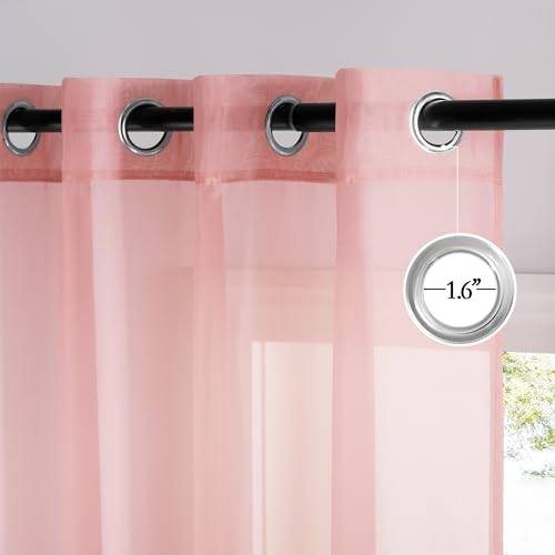 Baby Pink Sheer Curtains 96 Inches Long (Baby Pink / 54"W x 96"L (Pack of 2))