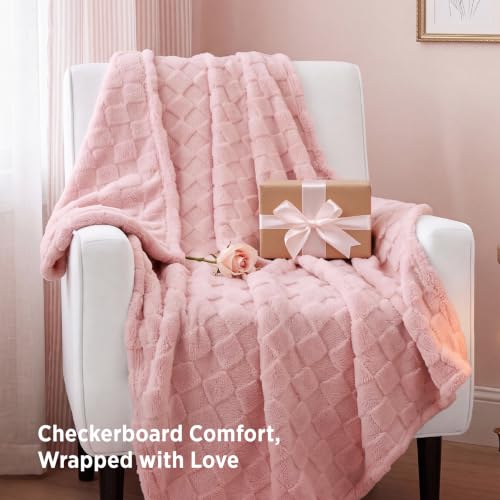 Checkered Soft Cozy Twin Blanket for Bed (05 Pink / Twin (60" X 80"))