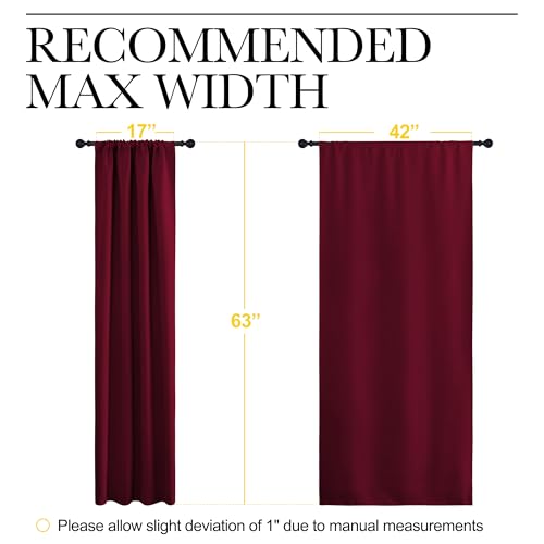 Wine Red Blackout Curtains 63 inches Long for Living Room (Wine Red / 42"W x 63"L (Pack of 2))