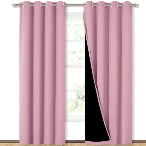 Crystal Pink Blackout Curtains for Dining Room 52" x 84" 2 Panels (Crystal Pink / 52"W x 84"L (Pack of 2))