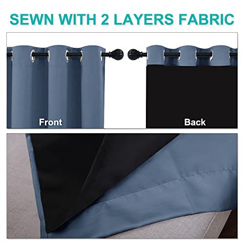 100% Blackout Curtains Thermal (Stone Blue / 37"W x 70"L (Pack of 2))