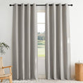 100% Blackout Faux Linen Curtains for Living Room (52"W x 96"L (Pack of 2) / Duoweave Silver Grey)