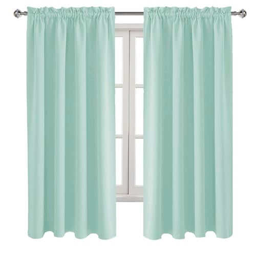 Blackout Curtains for Bedroom Living Room 52 x 63 Inch Long 2 Panels (Mint Green / 52"W x 63"L (Pack of 2))