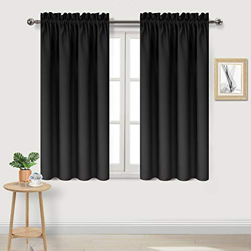 Blackout Curtains for Bedroom Living Room 38 x 45 Inch Long Black (Black / 38"W x 45"L (Pack of 2))