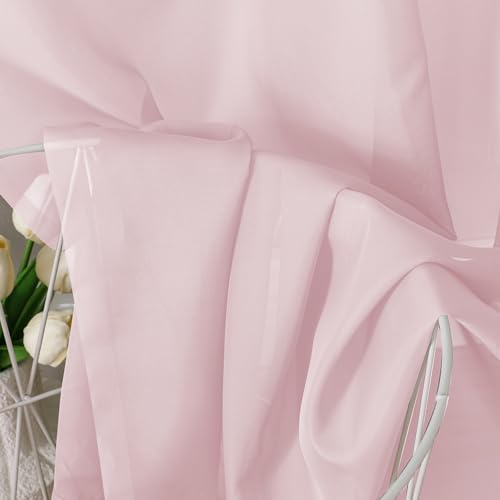 Blush Pink Sheer Curtains 63 Inches Long 2 Panels (Blush / 42"W x 63"L (Pack of 2))