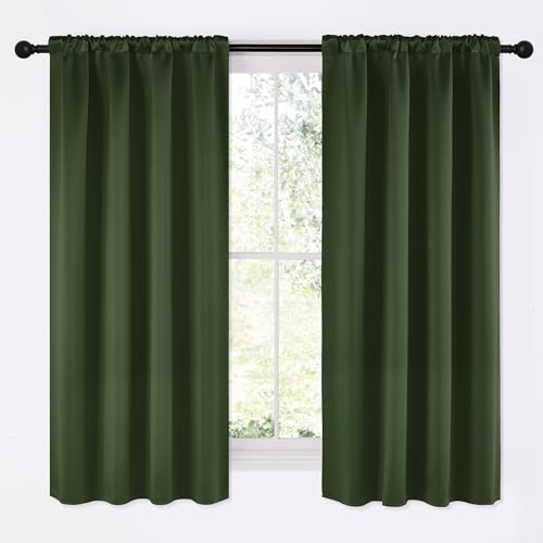 Dark Green Blackout Curtains for Cafe 42" Wide x 63" Long 2 Panels (Dark Green / 42"W x 63"L (Pack of 2))