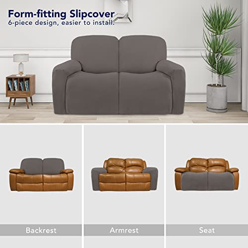Super Stretch Loveseat Recliner Sofa Couch Cover with Pocket (Medium Recliner Loveseat / Taupe)