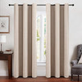 100% Blackout Linen Curtains for Bedroom 42x84 Inches Natural Beige (Beige / 42"W x 84"L (Pack of 2))