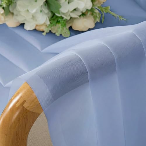 Sheer Curtains 96 inches Long 2 Panels Set for Living Room (Demin / 42"W x 96"L (Pack of 2))