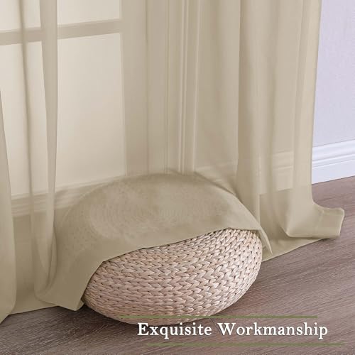 Taupe Sheer Curtains for Bedroom Decor 84 Inches Long 2 Pcs (Taupe / 59"W x 84"L (Pack of 2))