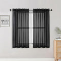 Sheer Black Curtains 84 Inch Length 2 Panels Set for Living Room Bedroom (Black / 42"W x 48"L (Pack of 2))