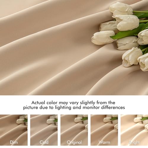 Beige Back Tab Blackout Curtains 52x102 Inch Long 2 Panels Set (Beige / 52"W x 102"L (Pack of 2))