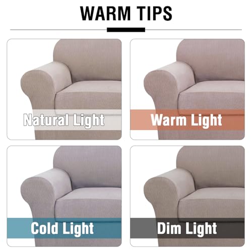 Armchair Slipcover Chair Cover 2 Piece Stretch Slipcovers Furniture Protector with Elastic Bottom Fit Armchair Width Up to 47 Inch (Small / Sand)