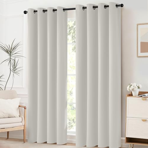 Room Darkening Curtains 52x84 inch Length Light Beige (Light Beige / 52"W x 84"L (Pack of 2))