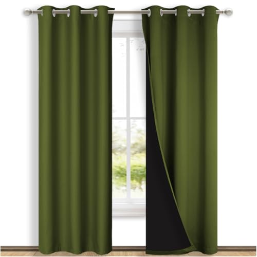 Blackout Curtains 84 inches Long (Olive Green / 42"W x 84"L (Pack of 2))