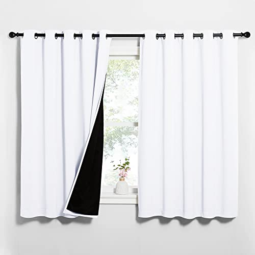 White 100% Blackout Lined Curtains (Pure White / 62"W x 63"L (Pack of 2))