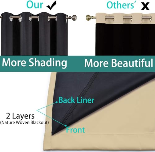 Beige 100% Blackout Curtains 84 Inches Long for Bedroom 70" Wide (70"W x 84"L (Pack of 2) / Beige)