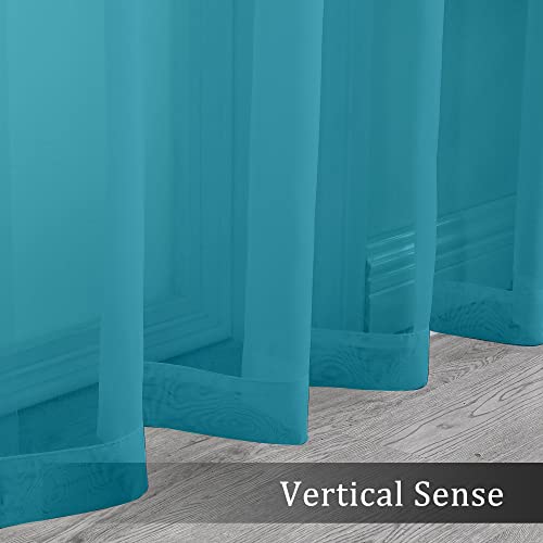 Turquoise Blue Sheer Curtains (Turquoise / 42"W x 84"L (Pack of 2))