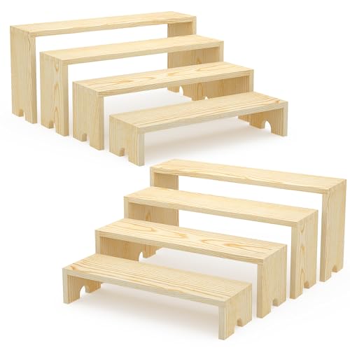 2 Set Wooden Cupcake Stand for Decor (Original Wood / 4 Tiers)