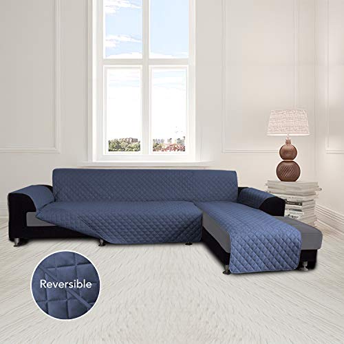 Reversible L Shape Sectional Couch Cover (Large / Dark Blue/Dark Blue)