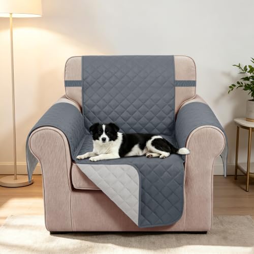 Reversible Recliner Chair Covers (Dark Blue/Light Grey / 23'' Chair)