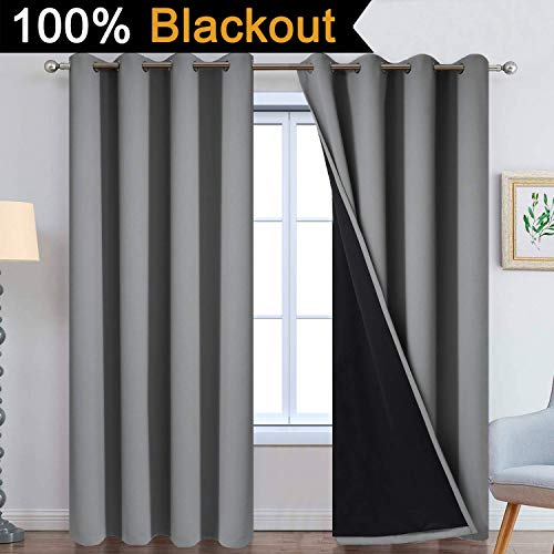 Grey Blackout Curtains 96 Inches Long for Bedroom 52" Wide 2 Pcs (52"W x 96"L (Pack of 2) / Grey)