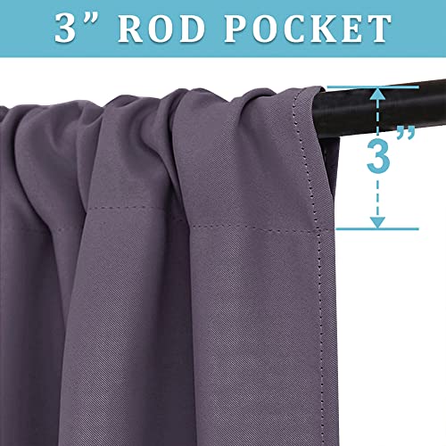 Small Window Curtains 45 inches Length for Kitchen Cafe Bathroom (Greyish Purple / 42"W x 45"L (Pack of 2))